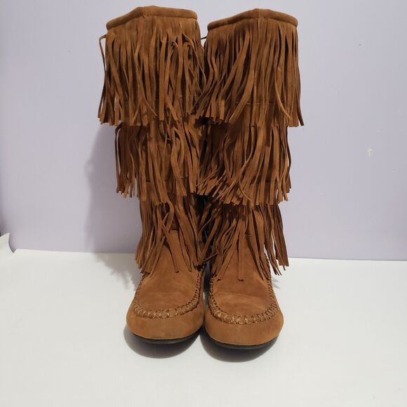 Hot Tomato Sz 10M Elk River Brown Fringe Women's Faux Suede Boots - Picture 7 of 13